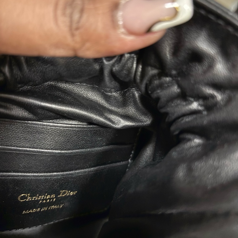 Christian Dior Black Caro Pouch Lambskin Drawstring Bag - Picture 5 of 8